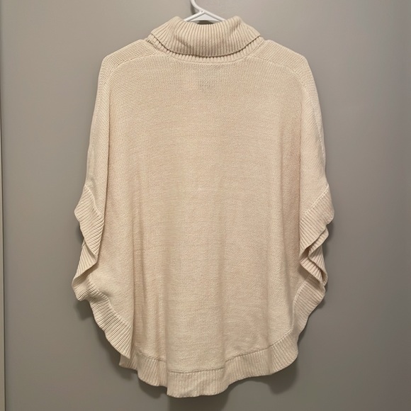 Lauren Ralph Lauren Cream Knit Poncho Sweater, L - Picture 4 of 6